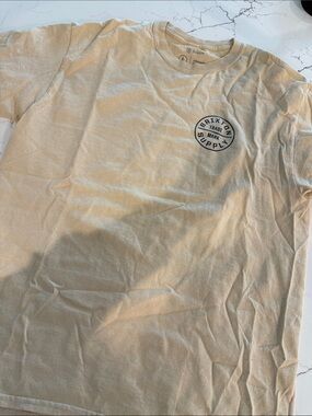 Brixton Supply Short-Sleeve Tee in Beige with Navy Logo
